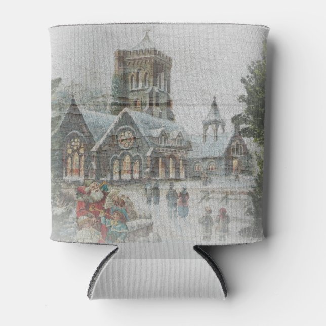 Enfriador De Latas Old time Santa with children in front of a church  (Anverso)