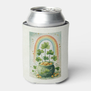 Enfriador De Latas Olla Vintage de Oro y Arcoíris