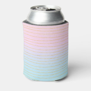 Enfriador De Latas Ombre azul rosado con líneas doradas delgadas