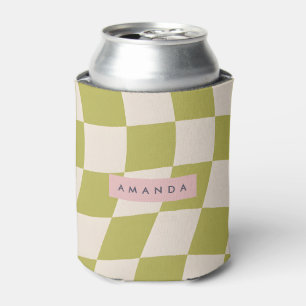 Enfriador De Latas Onda Cuadrada Retro Verde Oliva Personalizada