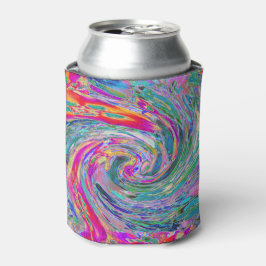 Enfriador De Latas Ondas de Color Psicodélicas Florales Abstractas de