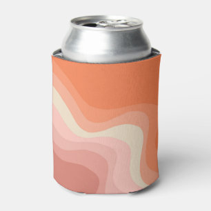 Enfriador De Latas Ondas de estilo retro rosa y naranja