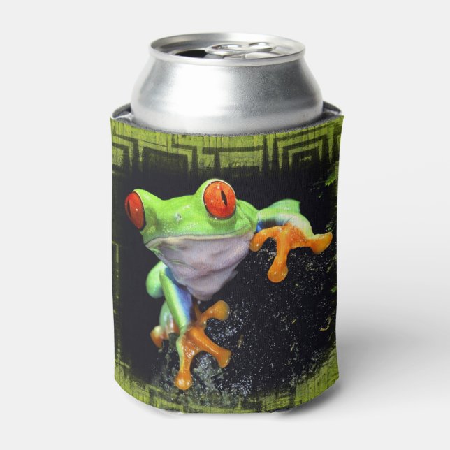 Enfriador De Latas Opciones bordeadas de Frog 3 (Lata Anverso)