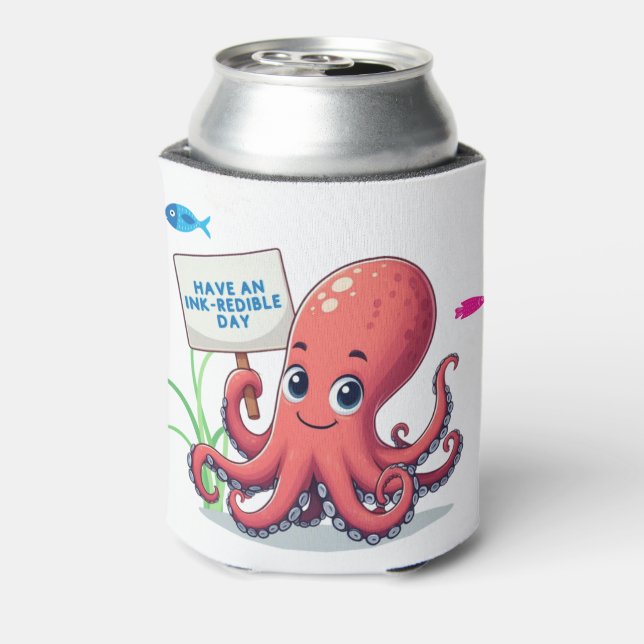 Enfriador De Latas Opulpo personalizado con pescado (Reverso de la lata)