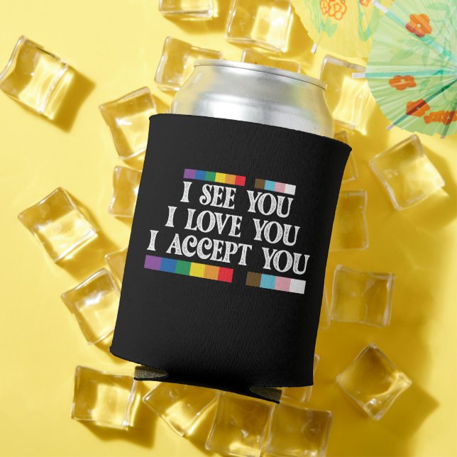 Enfriador De Latas Orgullo LGBT Veo Amor Acepto Tu Apoyo (Verano in situ)