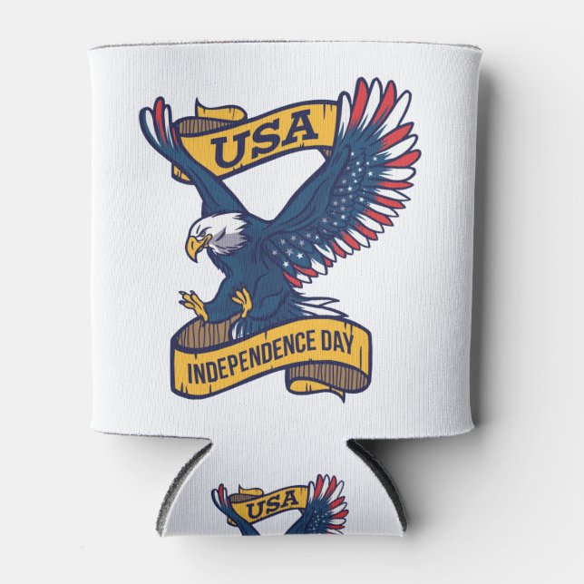 Enfriador De Latas Orgulloso águila calva 4 de julio (Anverso)