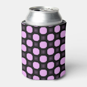 Enfriador De Latas Ornamento geométrico en rosa y negro.