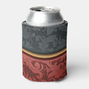 Enfriador De Latas Ornamento vintage rojo y negro