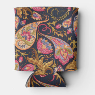 Enfriador De Latas Ornate Paisley: Elegante Patrón Sin Marea.