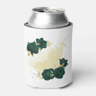 Enfriador De Latas oro floral esmeralda