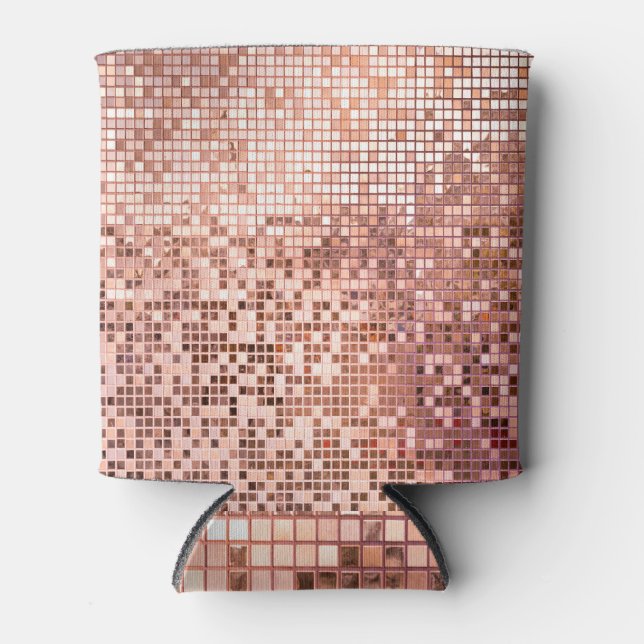 Enfriador De Latas oro Rosa: mosaicos cuadrados. (Anverso)