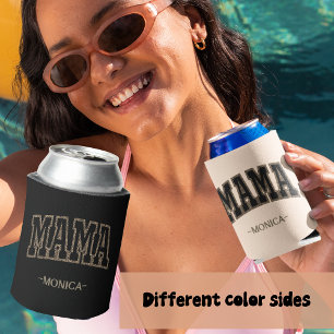 Enfriador De Latas Oro y negro del corazón de Mama Leopard