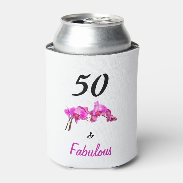 Enfriador De Latas Orquídea rosa 50 y fabulosa foto de flores (Lata Anverso)