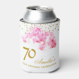 Enfriador De Latas Orquídea Rosa Acuarela Dorada Purpurina 70 cumplea
