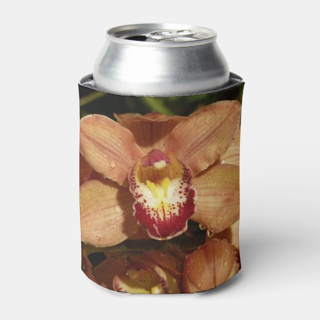 Enfriador De Latas Orquídeas con gotas de lluvia floral (Lata Anverso)