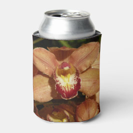 Enfriador De Latas Orquídeas de melocotón con flores de gotas de lluv