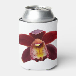Enfriador De Latas Orquídeas Maroon I Hermosa Floral Roja