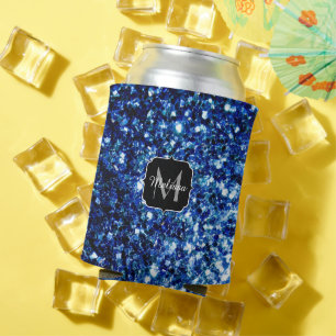 Enfriador De Latas Oscuro Azul profundo brillante purpurina chisme Mo