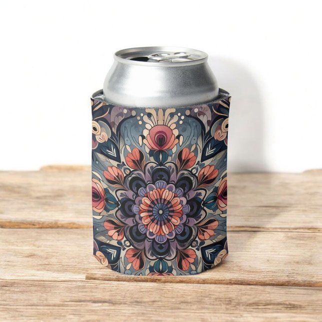 Enfriador De Latas Oscuro Romance Borgoña Art Deco Verano Floral (Subido por el creador)