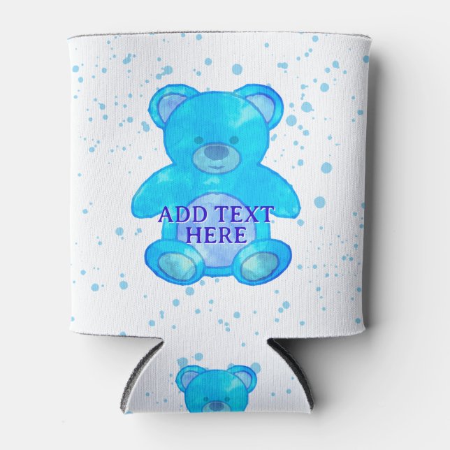 Enfriador De Latas Oso De Bebé Con Personalizado Azul Refrigerador de (Anverso)