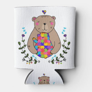 Enfriador De Latas oso de mamá autista floral