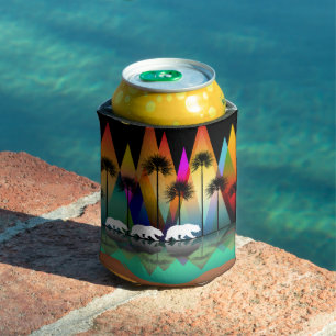 Enfriador De Latas Oso En Montañas Bosques Modernas