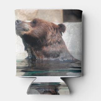 Enfriador De Latas Oso Grizzly lindo jugando en el agua