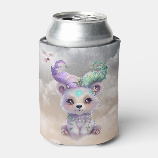 Enfriador De Latas Oso mágico en purpurina pastel. (Lata Anverso)