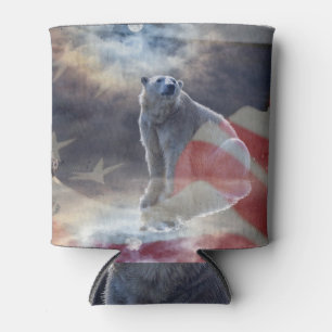 Enfriador De Latas Oso Polar De Alaska Bandera Americana