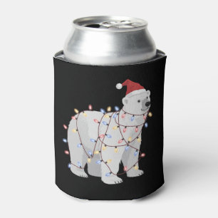 Enfriador De Latas Oso Polar Divertido Navideño Amante de Luces Anima