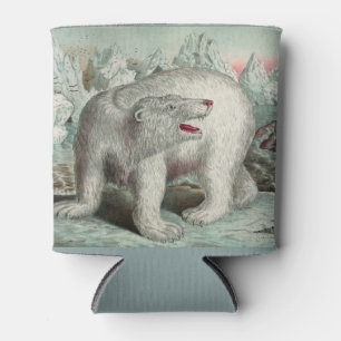 Enfriador De Latas Oso polar vintage en el ilustracion de invierno de