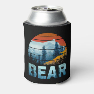 ENFRIADOR DE LATAS OSO VINTAGE NATURALEZA SALVAJE BOSQUE ATARDECER