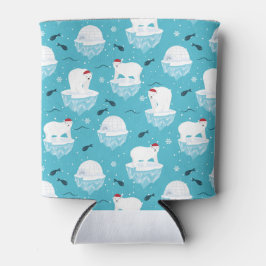 Enfriador De Latas Osos polares cortos en el patrón de Navidades Sant