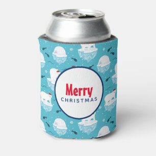 Enfriador De Latas Osos polares cortos en el patrón de Navidades Sant