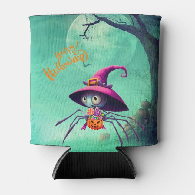 Enfriador De Latas Otoño/otoño/araña/bruja/halloween (Anverso)