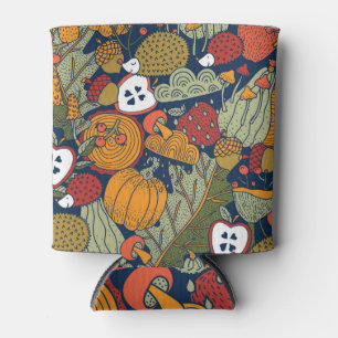 Enfriador De Latas Otoño, puntos de polka, vintage, sin costuras.