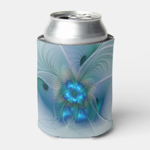 Enfriador De Latas Ovaciones de pie, fractal azul turquesa abstracto