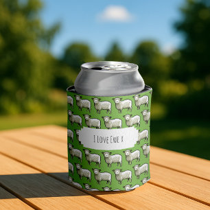 Enfriador De Latas Ovejas Lindas Blancas y Lanudas Patrón de Arte Pix