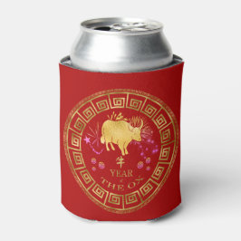 Enfriador De Latas Ox Rojo/Oro Zodiaco Chino ID542