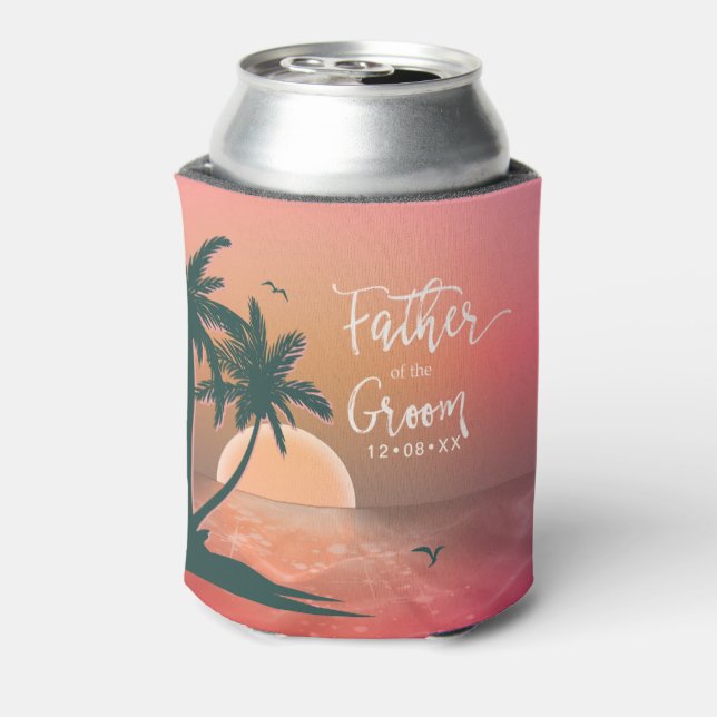 Enfriador De Latas Padre de Isla Tropical del Groom Pink ID581 (Reverso de la lata)