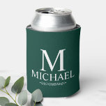 Enfriador De Latas Padrino Personalizado Verde Esmeralda Moderno<br><div class="desc">Regalos Personalizados Modernos para Padrinos</div>