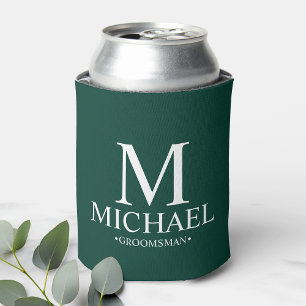 Enfriador De Latas Padrino Personalizado Verde Esmeralda Moderno