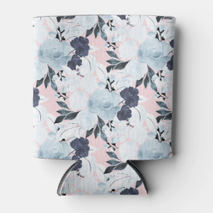 Enfriador De Latas Paint Blue Rubor Floral Watercolor