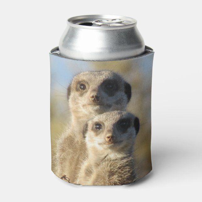 Enfriador De Latas Pair of Meerkats Cute Photo (Lata Anverso)
