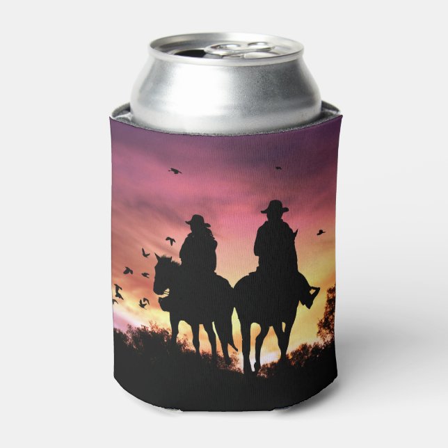Enfriador De Latas País Vaquero y Vaquero Romance occidental (Lata Anverso)