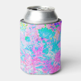 Enfriador De Latas Paisaje de Hortensias Azul Acuario y Rosa Caliente