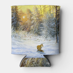 Enfriador De Latas Paisaje de invierno Fox Sunset.