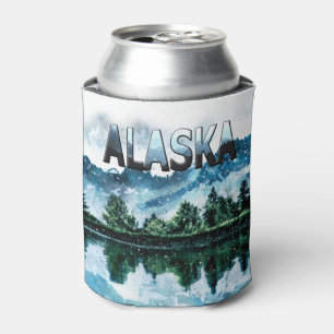 Enfriador De Latas Paisaje de la montaña acuática de Alaska
