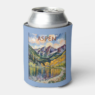 Enfriador De Latas Paisaje de Maroon Bells en Aspen Colorado Vintage