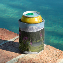 Enfriador De Latas Paisaje escénico de Mont Rainier y Flores Silvestr